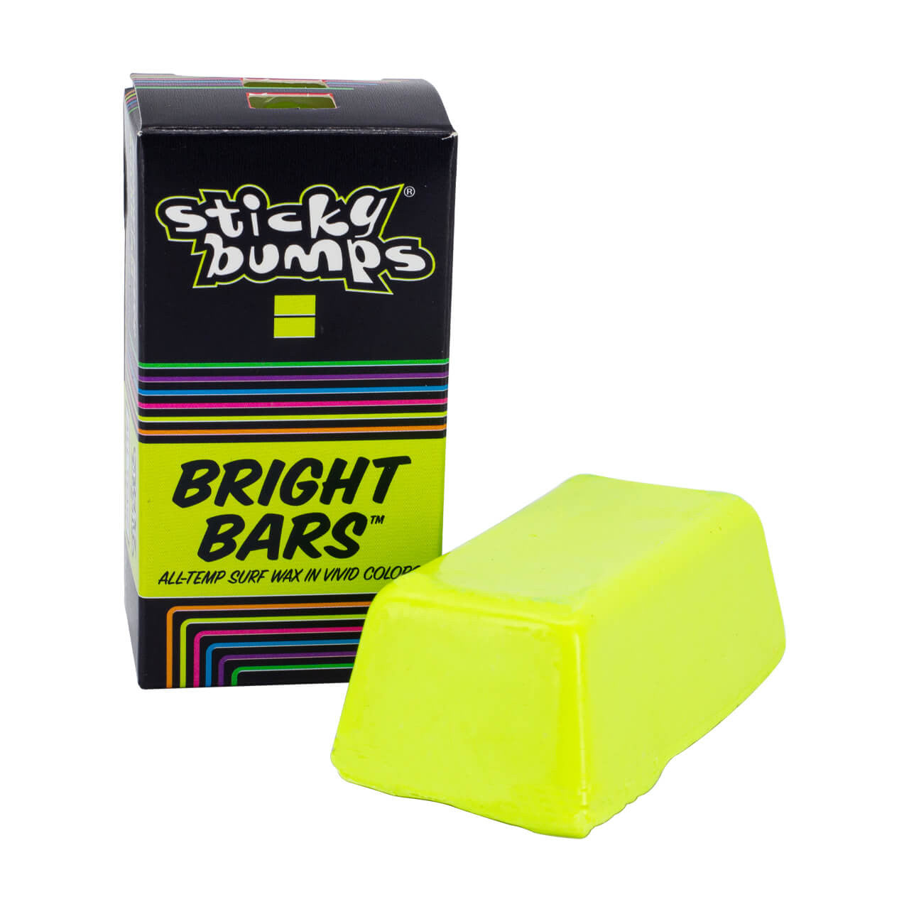 Sticky Bumps Bright Bars All-Temp Surf Wax | Solar Jam Yellow bit bar