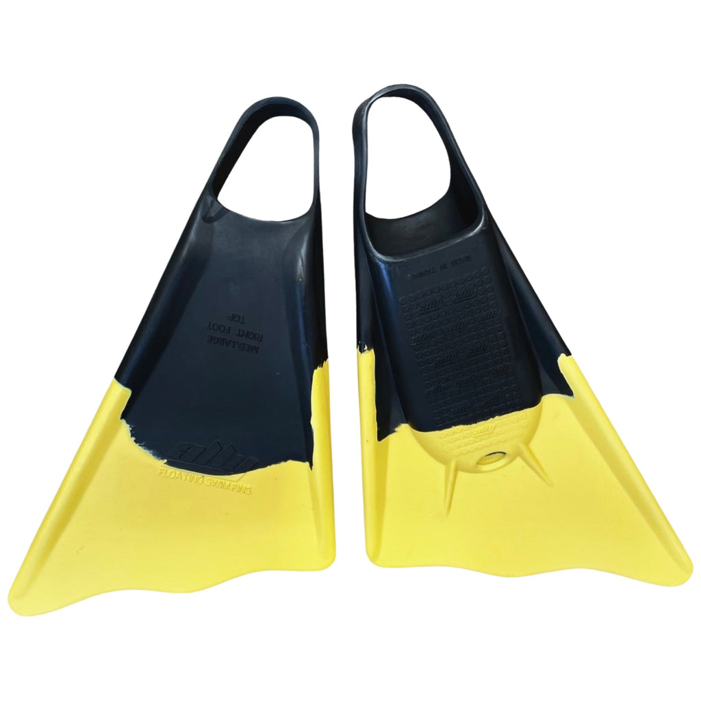 Ally Floating Swim Fins- Black/Yellow - 662 Bodyboard Shop